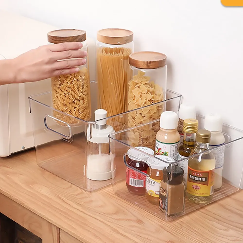 LOCAUPIN multifunction countertop storage organizer bin holding kitchen and cosmetic items, front view