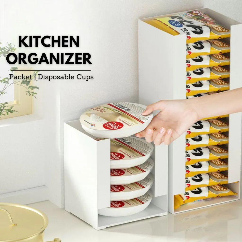 LOCAUPIN noodle packet storage rack holding instant-noodle packs on a kitchen countertop, front view