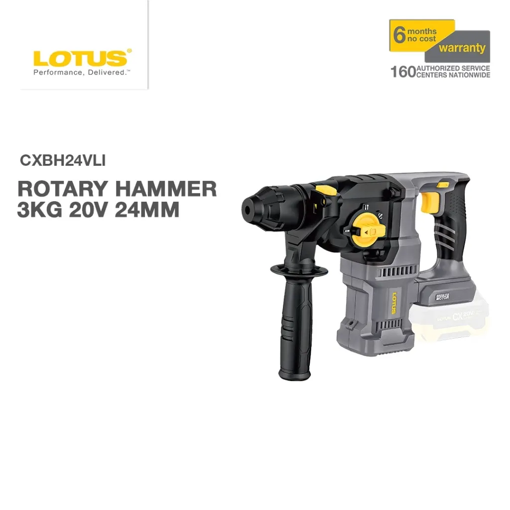 Lotus CXBH24VLI red and black 20V cordless brushless SDS Plus rotary hammer, bare tool