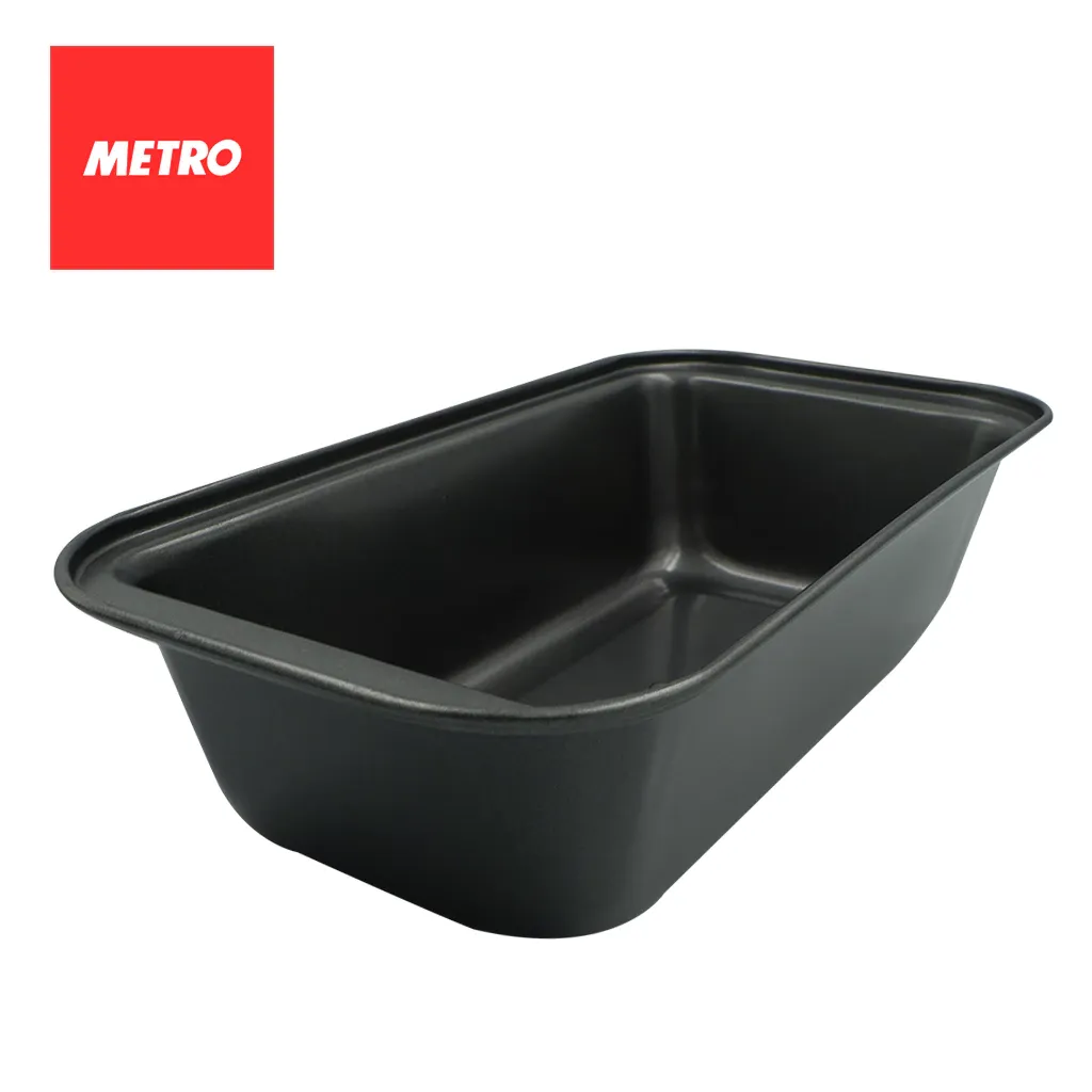Metro Bakewares MB 5533 medium rectangular aluminium non-stick loaf pan, angled view