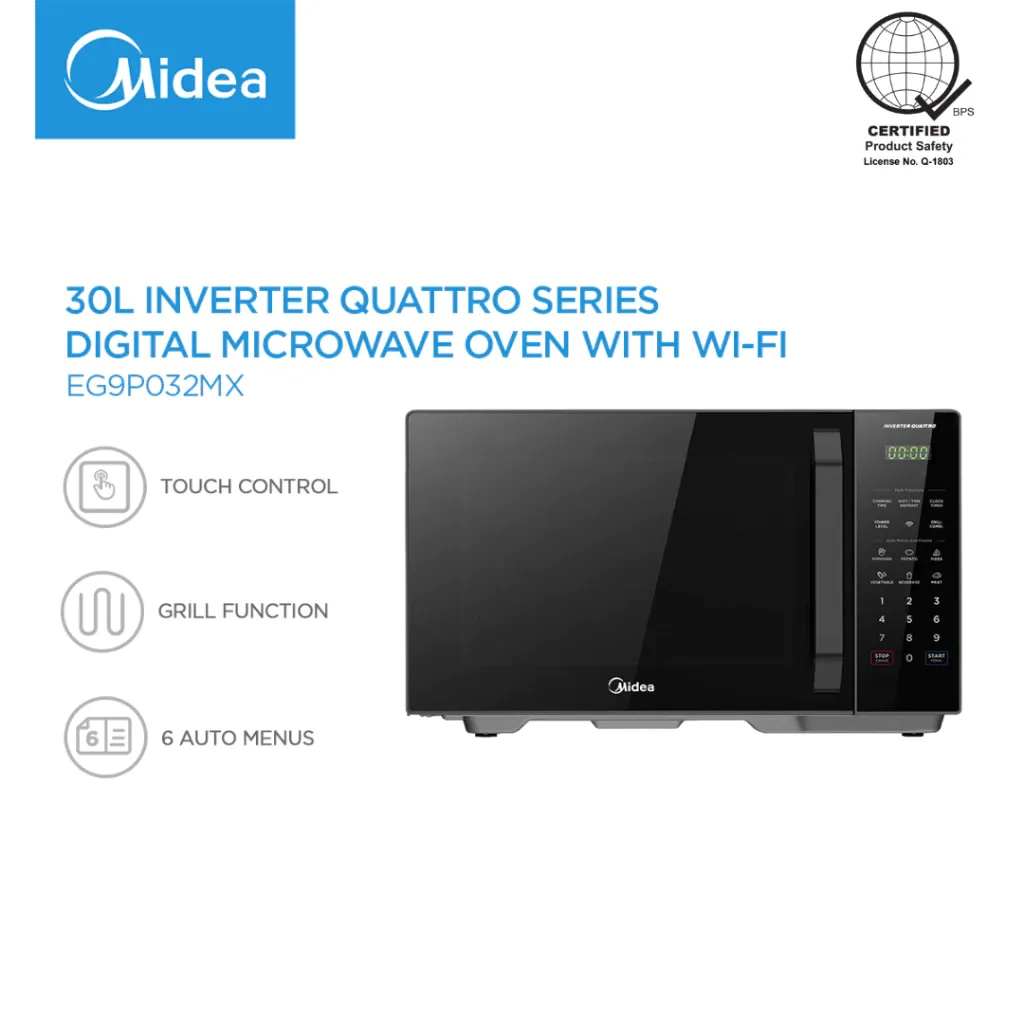Midea 30L Inverter Quattro Series digital microwave oven with Wi-Fi