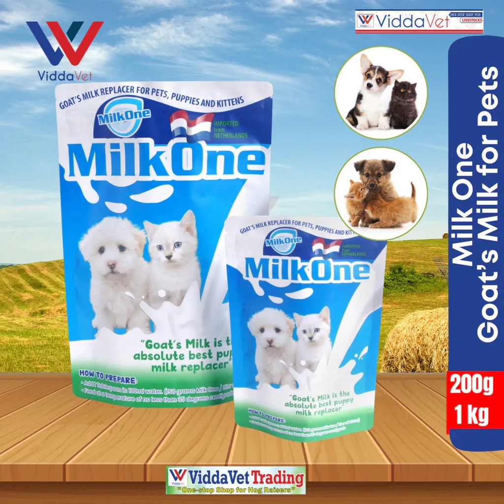Milk One 1kg goat milk powder pack for puppies and kittens, front view