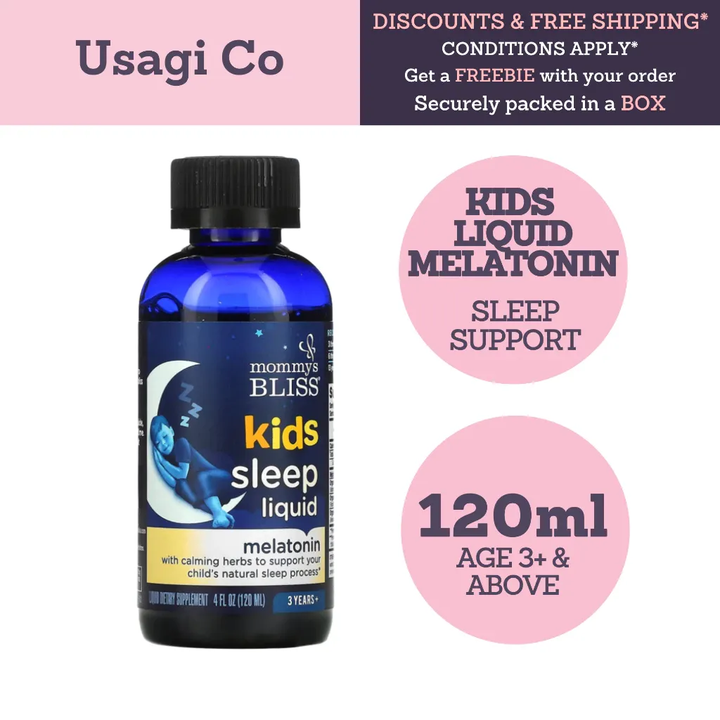 Mommy's Bliss Kids Sleep liquid melatonin bottle, grape flavor, front view