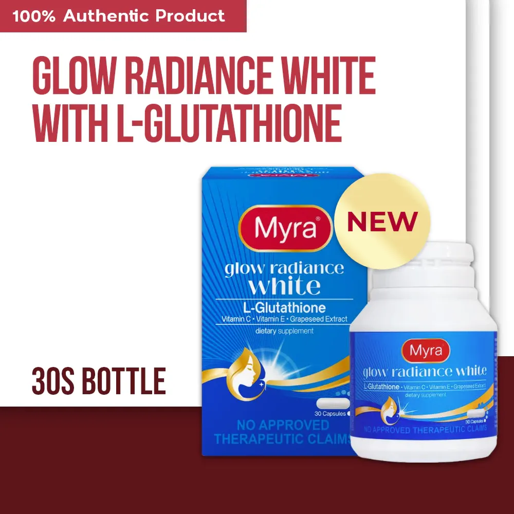 Myra Glow Radiance White with L-Glutathione capsule bottle, 30-count