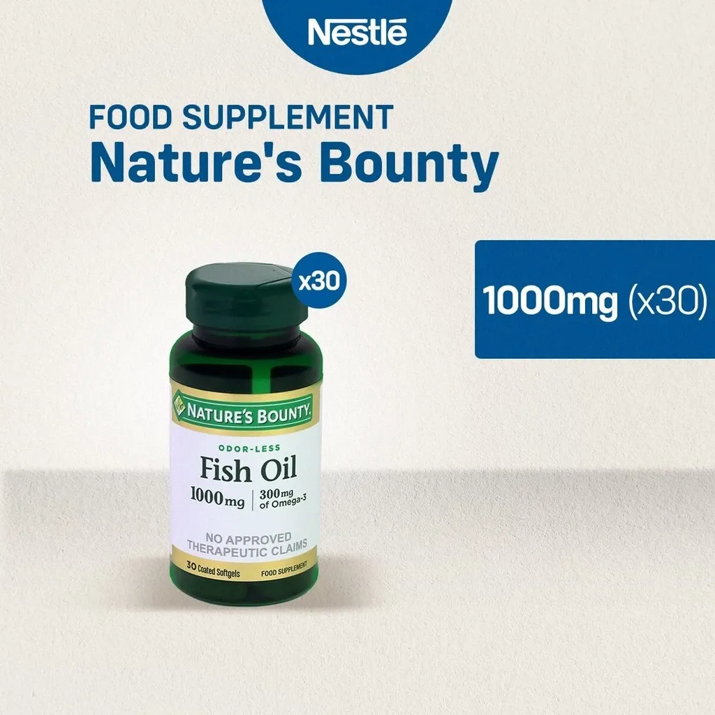Nature's Bounty fish oil 1000mg bottle of 30 coated softgels