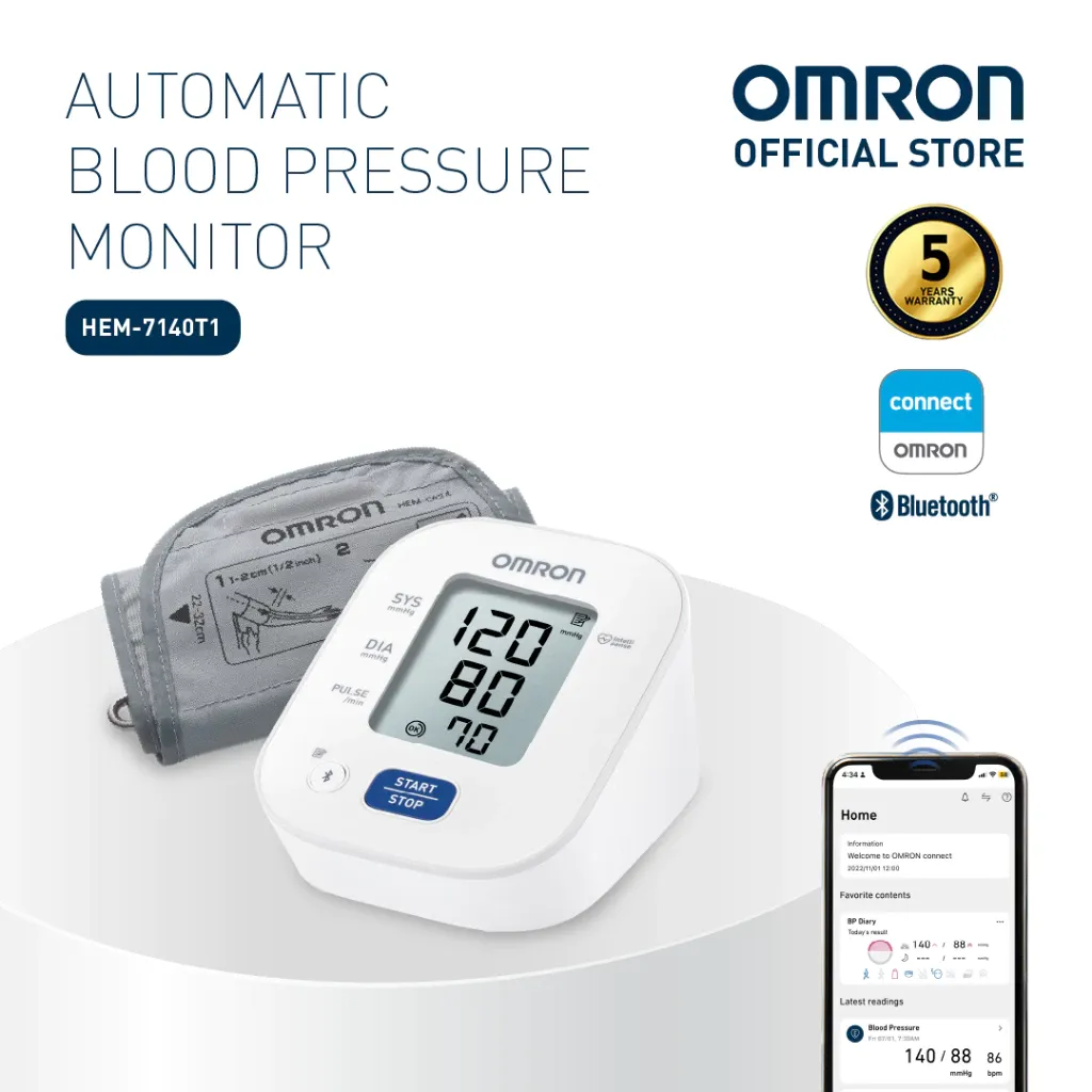 OMRON Automatic Upper-Arm Blood Pressure Monitor HEM-7140T (Bluetooth)
