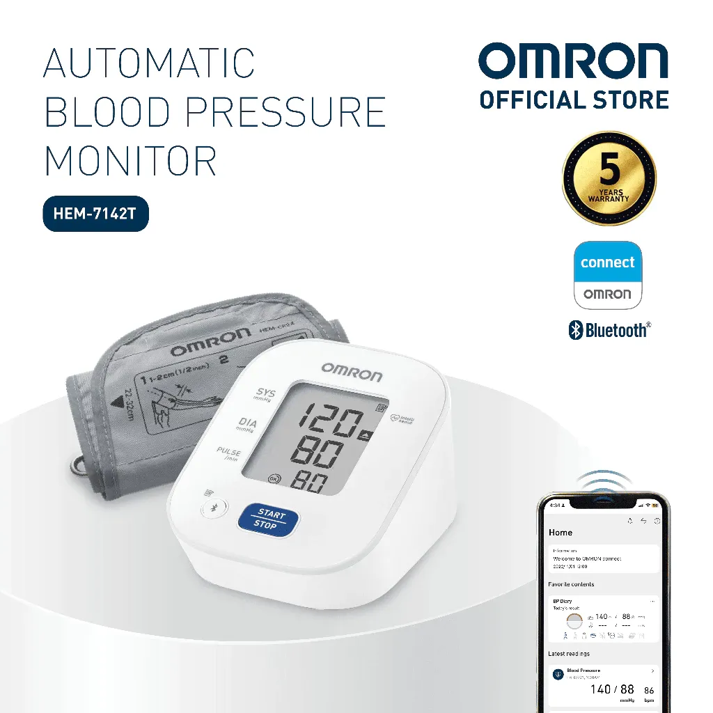 OMRON Automatic Upper-Arm Blood Pressure Monitor HEM-7142T2 (Bluetooth)