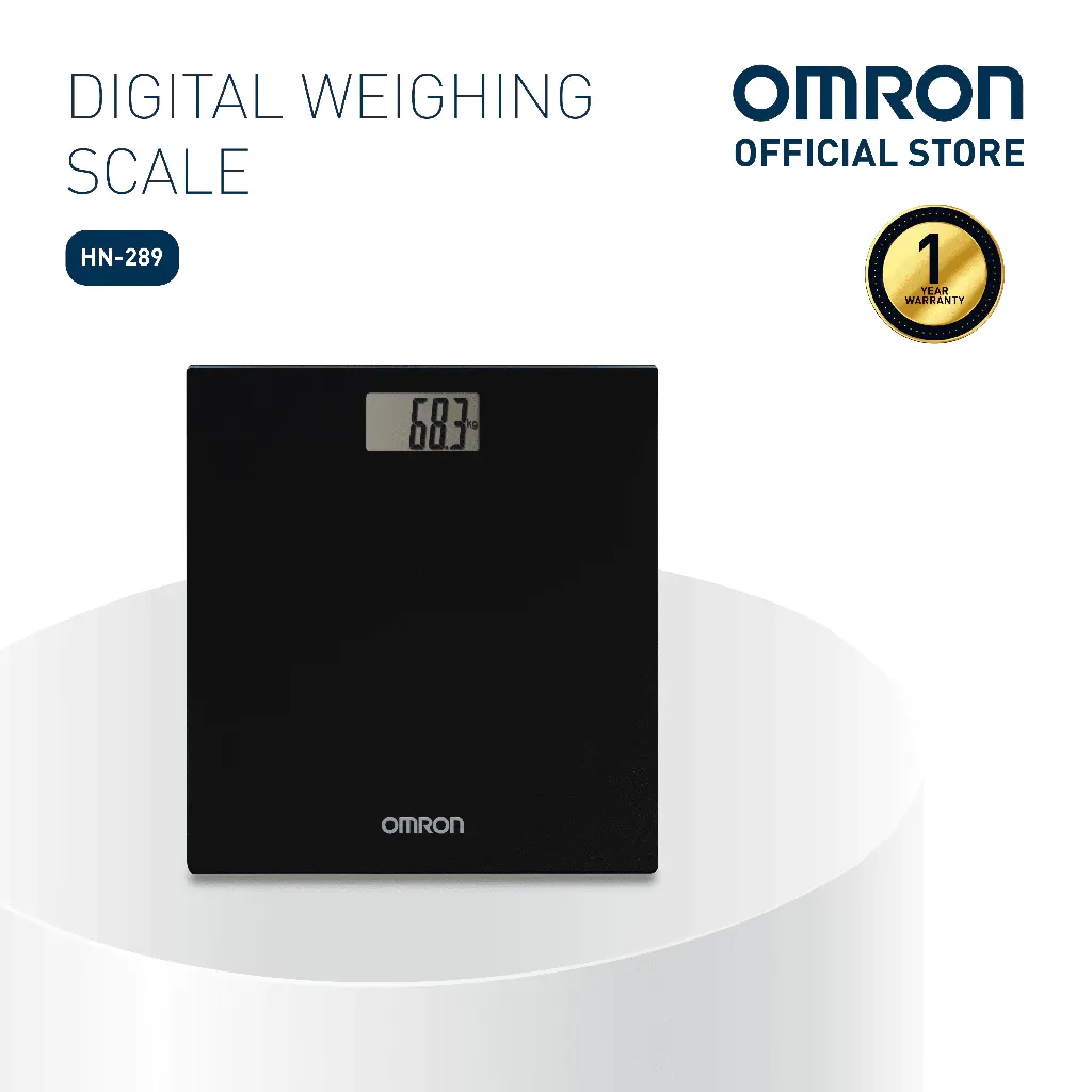 OMRON HN-289-EBK black digital body weight scale with tempered glass