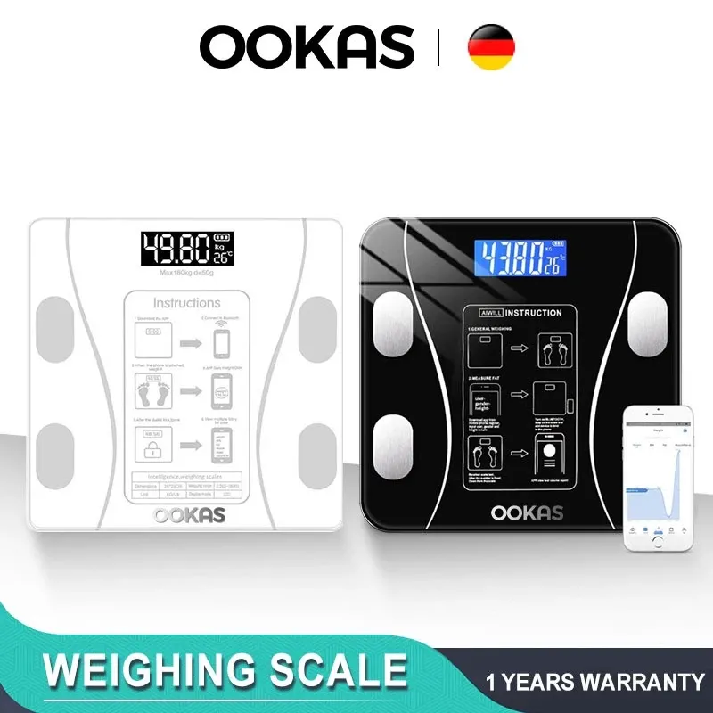 OOKAS 12-in-1 smart body fat scale with LED display