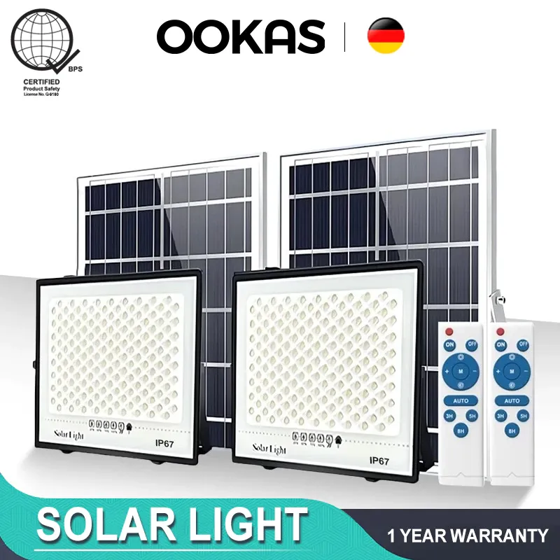 OOKAS IP68 solar flood light wall lamp with separate solar panel