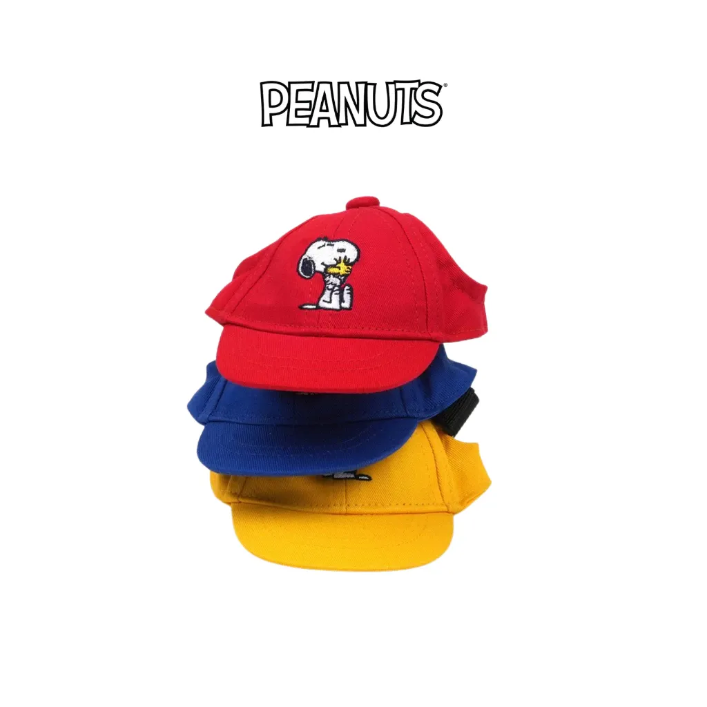 ParisDog Peanuts vintage dog ball cap with embroidered Snoopy and Woodstock design