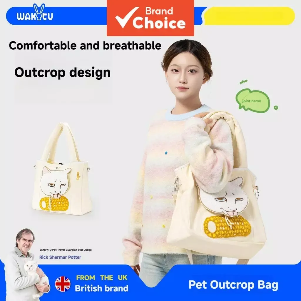 Pet Carrier Bag, Crossbody Cat Carrier, Portable Shoulder Bag for Cats and Dogs with Head-Out Opening