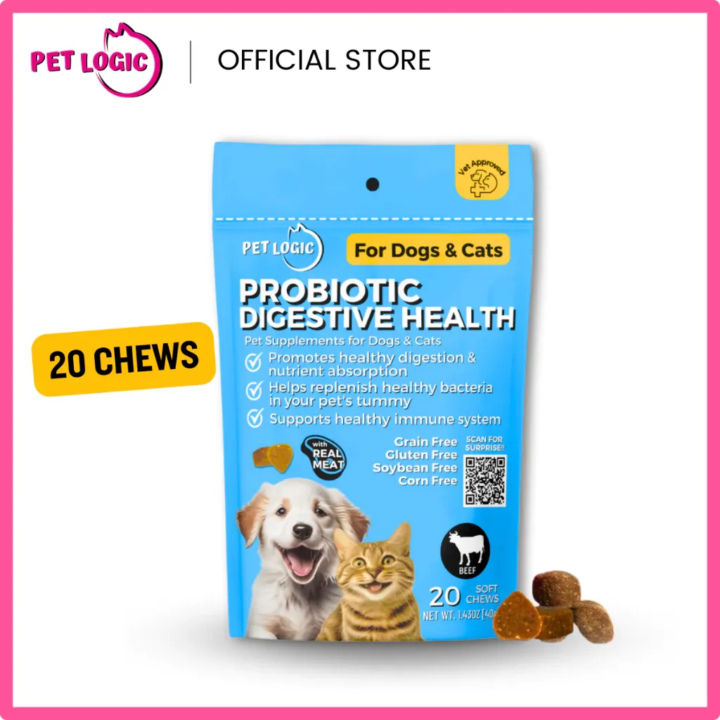 Pet Logic Probiotic Digestive Health 40g pack for dogs and cats, front of pack