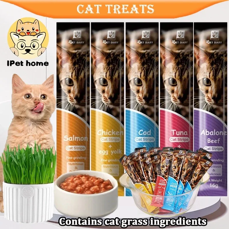 PET RECORD 10PCS Pack 16gCat Treats Cat Treat Cat Food Cat Snack Add Grass Wet Food Treats For Cat