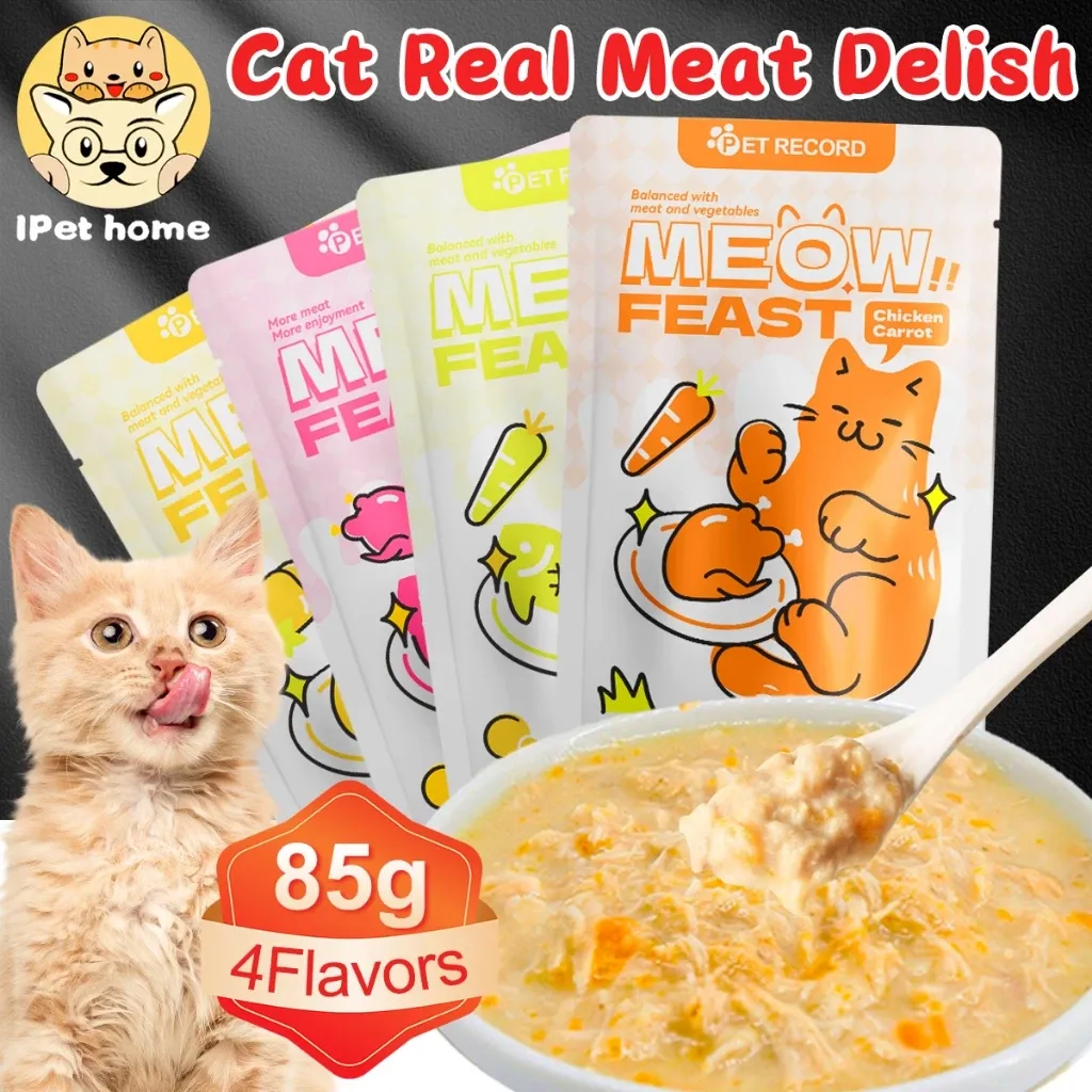 PET RECORD Pet Cat Treat Cat food Cat Kitten Snacks Cat Wet Food Real meat delicious 85g