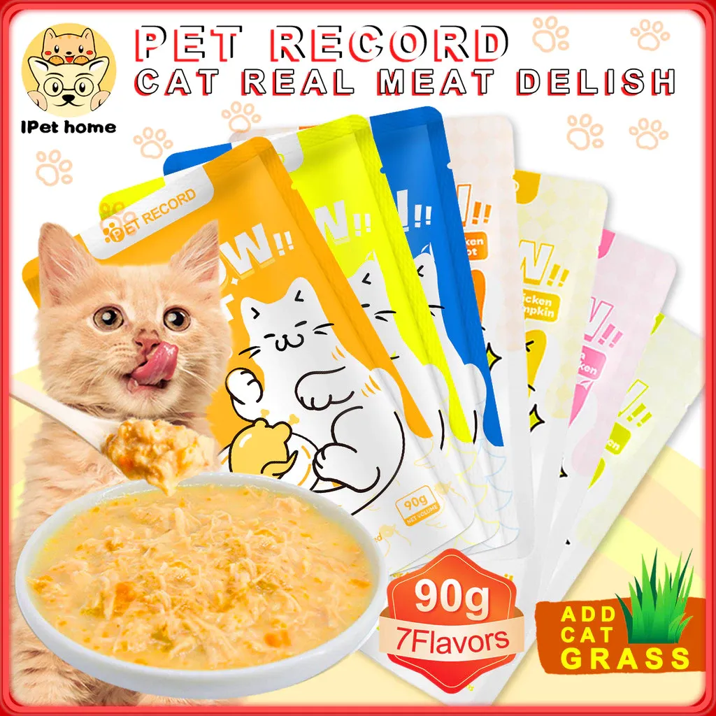 PET RECORD Cat wet food bag Cat Real Meat Delish Nutrition balance best cat food Healthy 90g