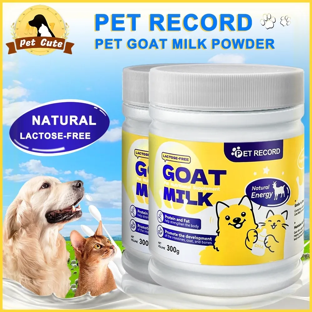 Pet Record 300g goat milk powder pouch for puppies, kittens, dogs, and cats