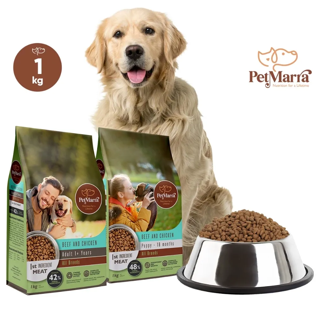PetMarra Adult Dog / Puppy Dry Food Beef Milk and Chicken Flavor 1kg Collection dogs kibble