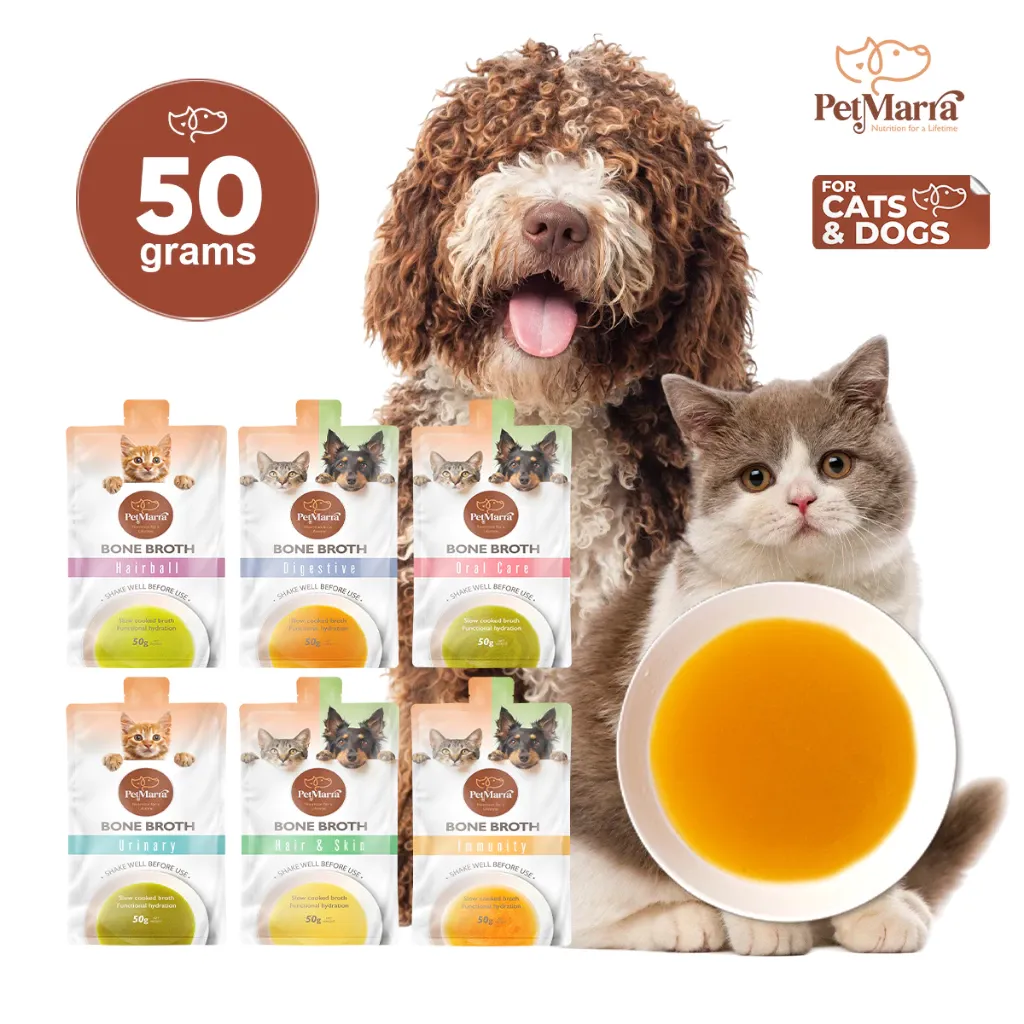 PetMarra Bone Broth Dog and Cat Immunity Urinary Oral Care Digestive Hairball 50g Collection