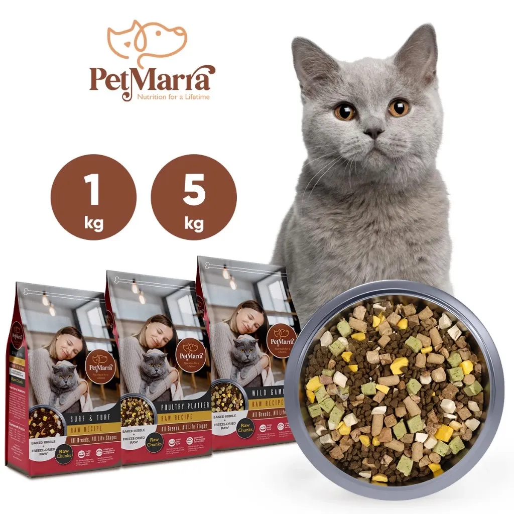 PetMarra Raw Chunks Recipe – Freeze-Dried Dry Food Collection for Adult Cats & Kittens Cat Food
