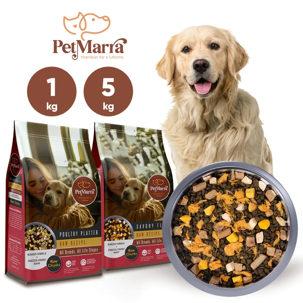 PetMarra Raw Chunks Raw Recipe Adult Dog and Puppy Dry Food Freeze Dried 1kg 5kg Collection