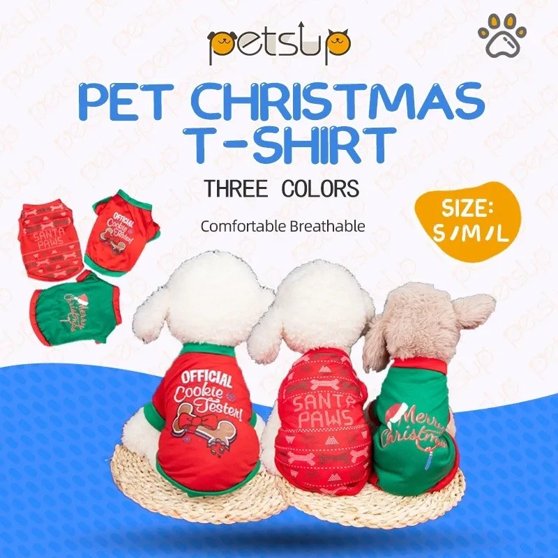 Cat and dog Christmas t-shirt, festive pet clothes for puppies and kittens