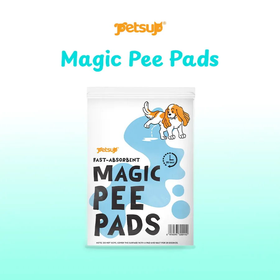 Petsup Magic Pee Pad disposable dog training pad, white non-woven top sheet, pack shown flat