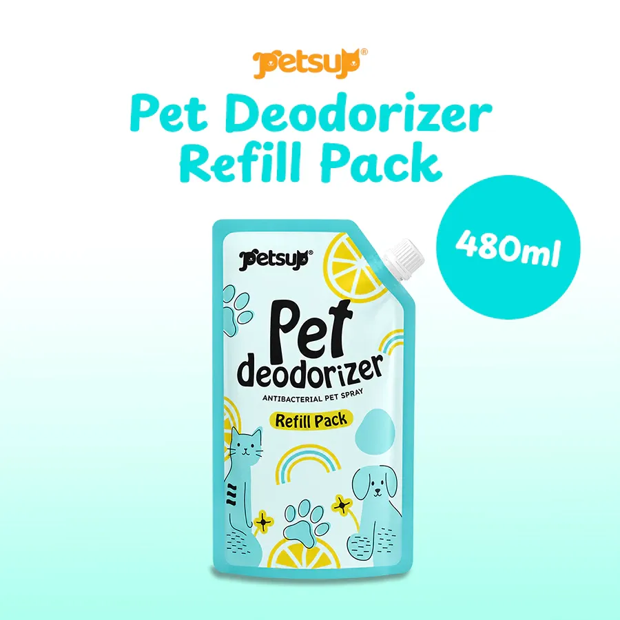 Petsup Pet Deodorizer Refill 480ml stand-up pouch, alcohol-free antibacterial pet odor eliminator refill