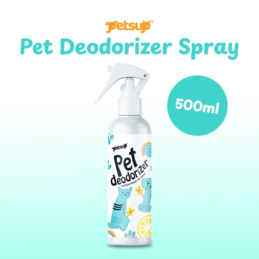 Petsup Pet Deodorizer Spray 500ml trigger bottle, alcohol-free antibacterial pet odor eliminator, front view