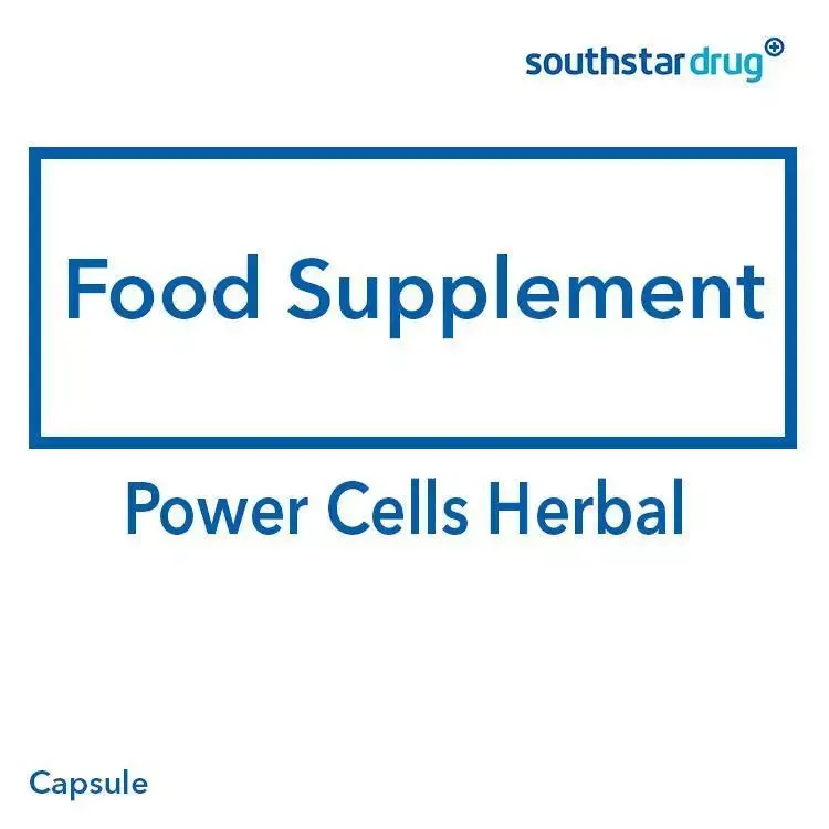 Power Cells herbal capsule pack, 500mg, 20 capsules, front view
