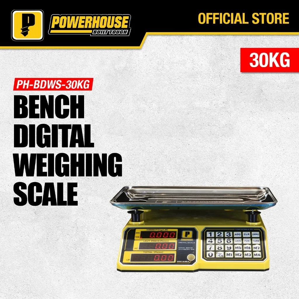 Powerhouse PH-BDWS-30KG rechargeable bench digital weighing scale with dual LED display