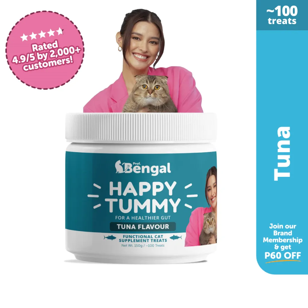 Prof. Bengal Happy Tummy all-natural cat treats with probiotics, front of pack