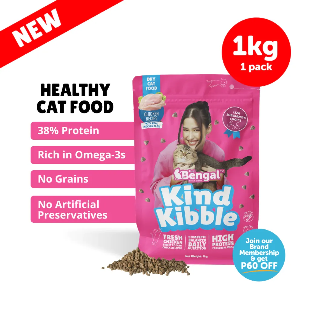 Prof. Bengal Kind Kibble adult cat dry food pack with high protein and probiotics, front view