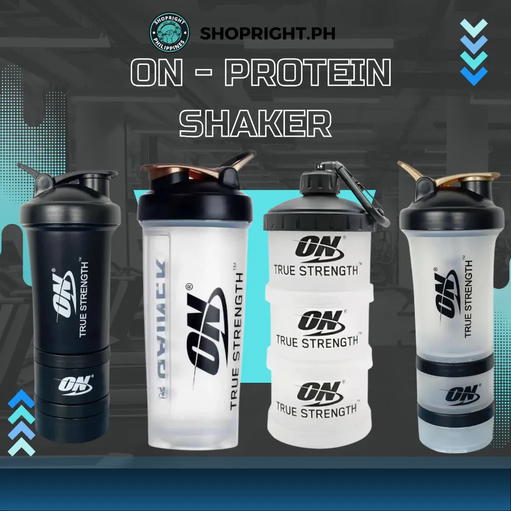 1 liter and 450ml protein shaker set with storage compartment, front view