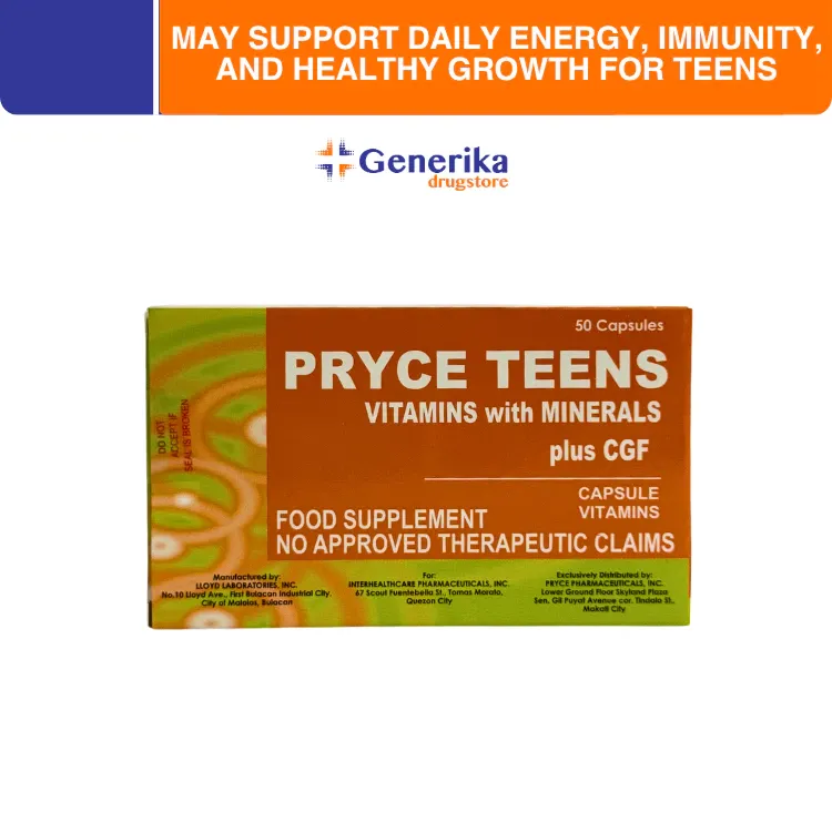 Pryce Teens multivitamin and minerals capsule pack with CGF