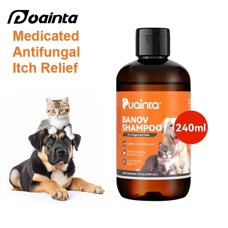 PUAINTA Antifungal Medicated Shampoo for Dog and Cat: Skin Disease, Anti Tick & Flea, Antibacterial Anti-Itch