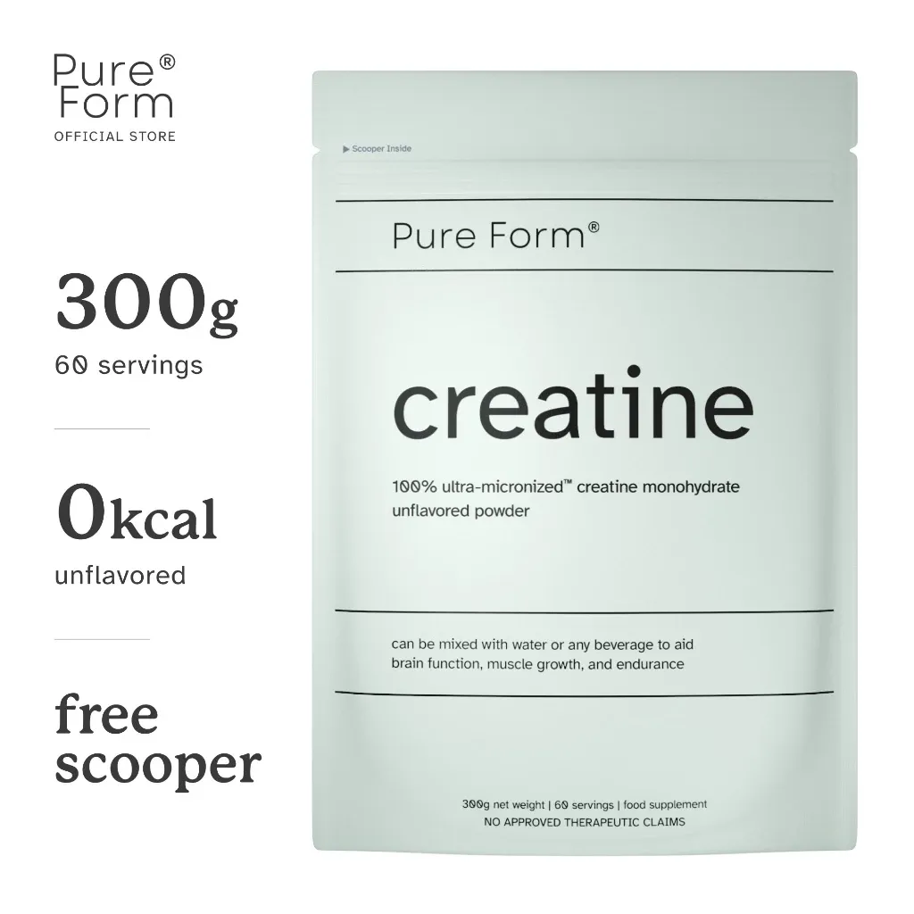 Pure Form Ultra-Micronized Creatine Monohydrate unflavored powder tub, front label