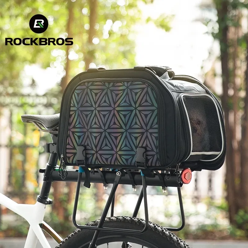 Rockbros Bicycle Pet Pannier Bag: Camping Carrier, Expandable Bike Rear-Seat Storage