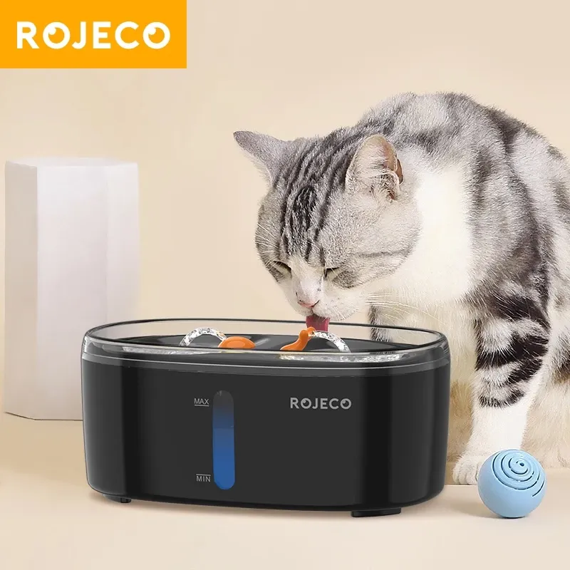 Rojeco 2.5L dual-pet water fountain with two drinking nozzles, front view