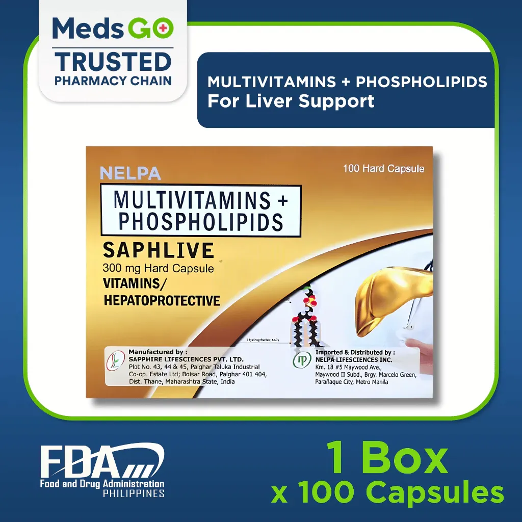 Saphlive multivitamins and phospholipids 300mg capsule box for liver support