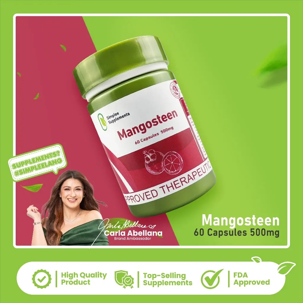 Simplee Mangosteen 500mg herbal capsules bottle, 60 capsules, front view