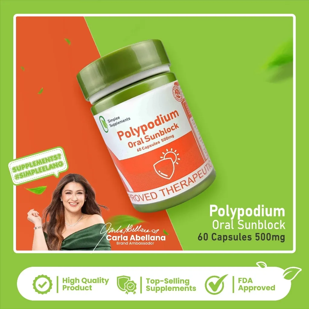 Simplee Polypodium 500mg herbal capsules bottle, 60 capsules, front view