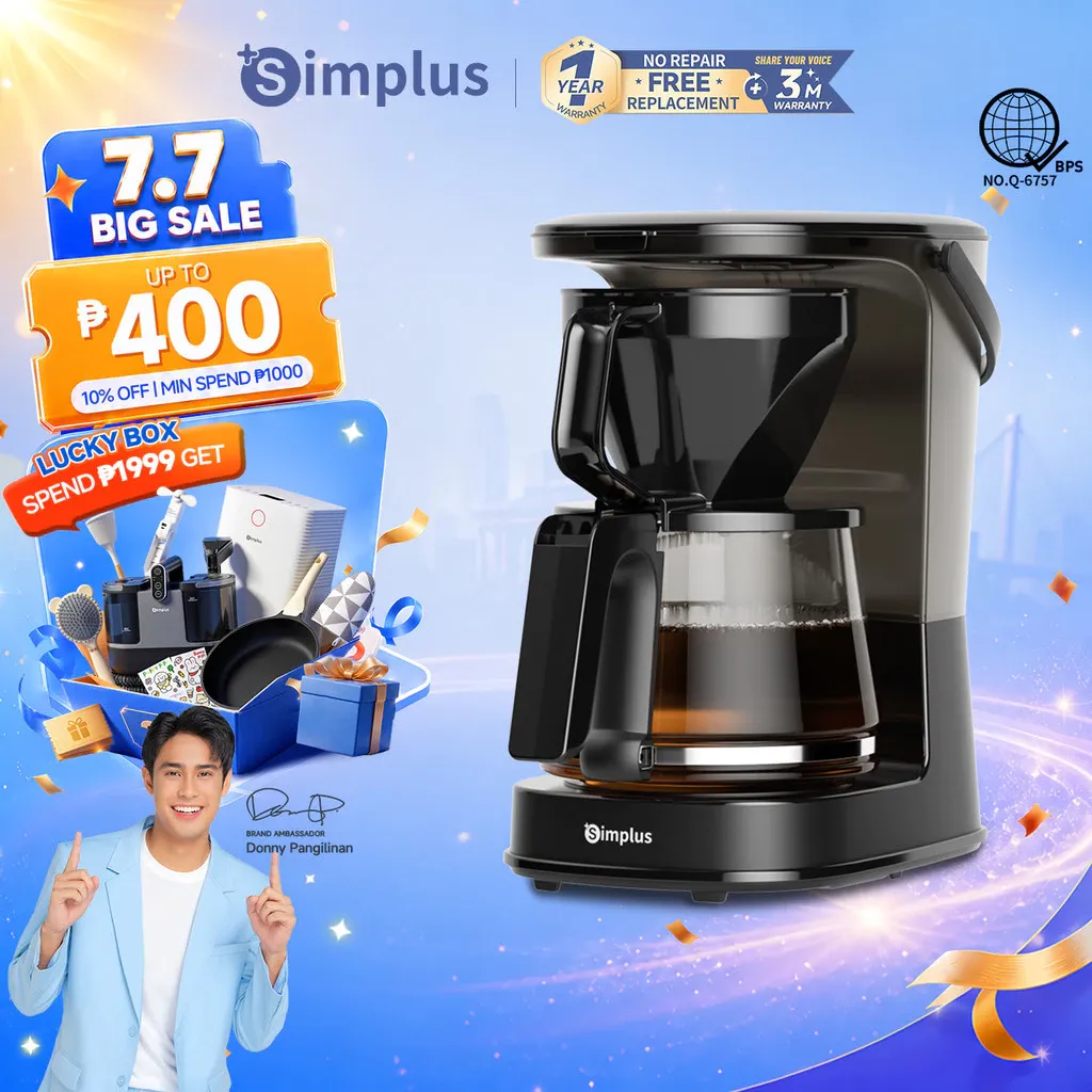 Simplus 1.25L drip coffee maker with auto drip filter