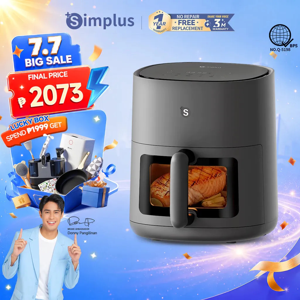 Simplus 5L air fryer with viewable window and digital touch screen