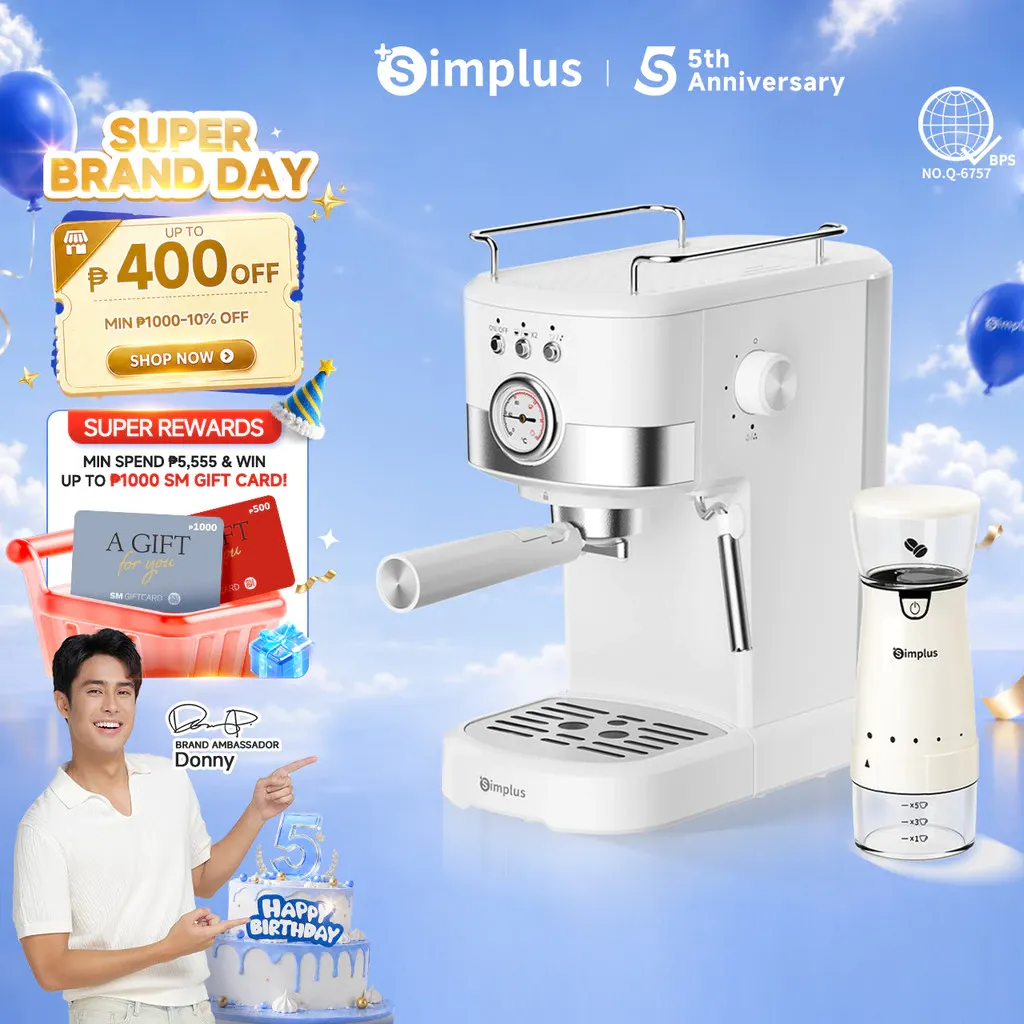 Simplus compact semi-automatic espresso maker with milk frother