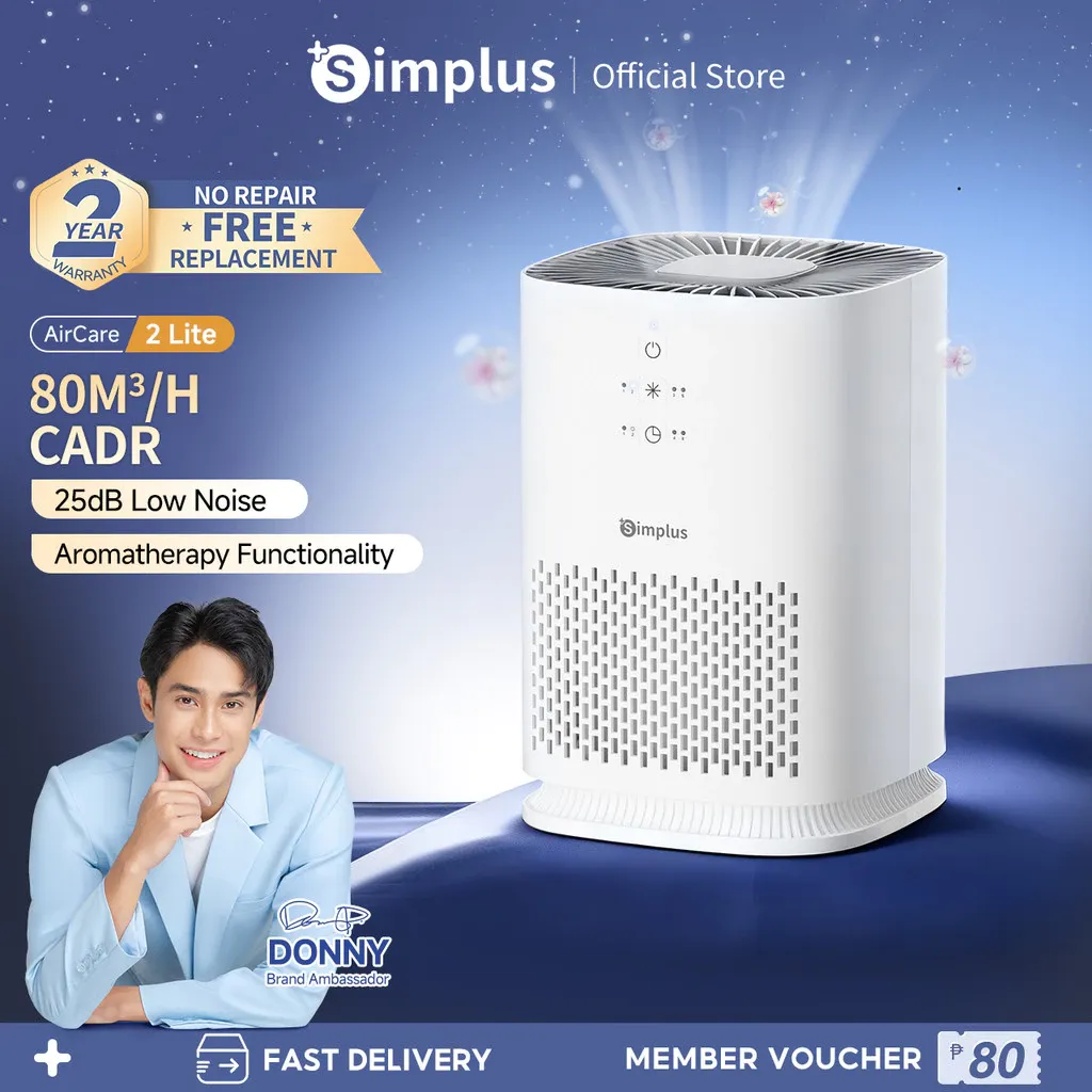 Simplus AirCare 2 Lite compact air purifier, small square white desktop unit with touch controls, front view