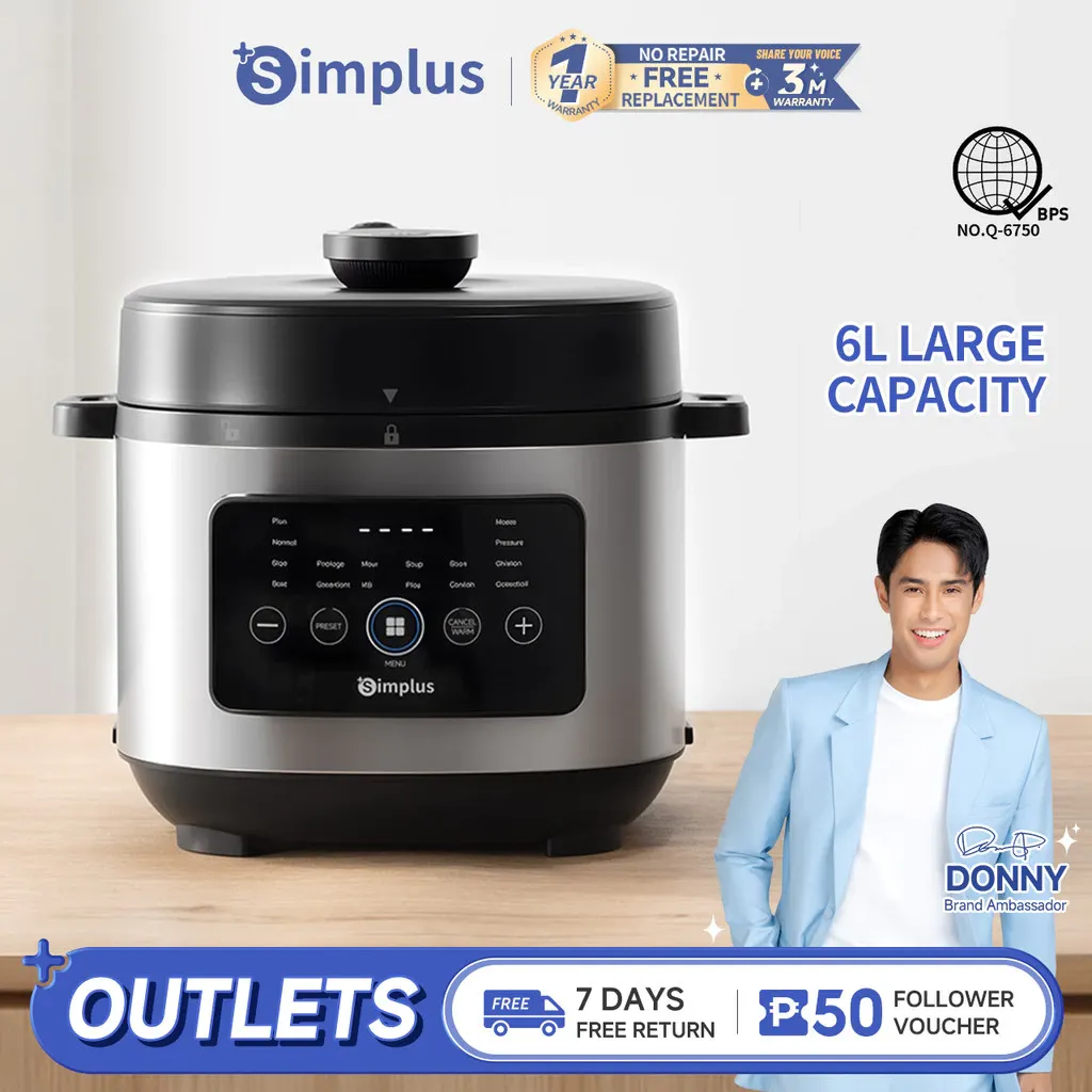 Simplus 6L multifunction electric pressure cooker with digital preset menu panel
