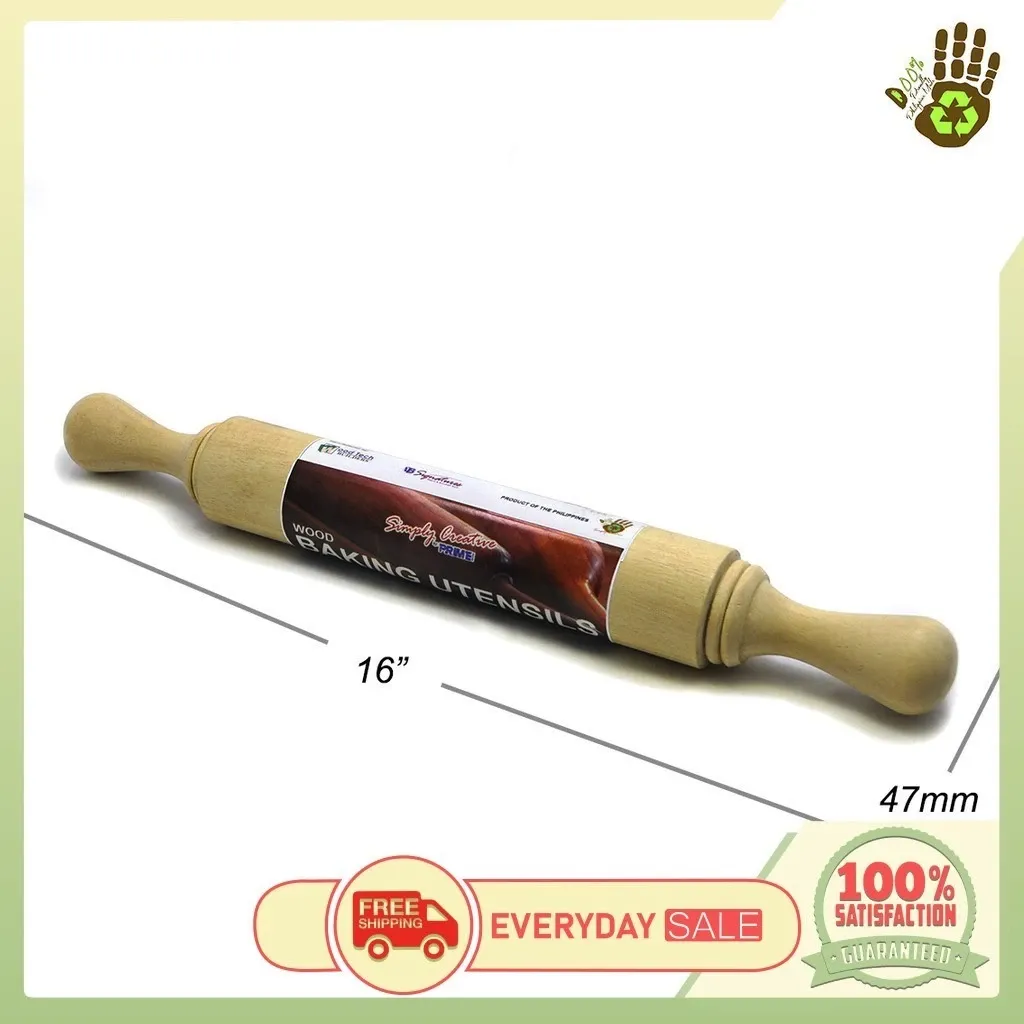 Simply Creative wooden rolling pin measuring 47mm by 16 inches