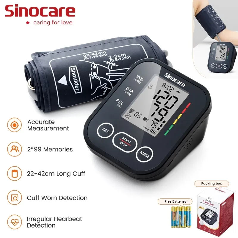 Sinocare Automatic Digital Blood Pressure Monitor ARM-30E+: Large-Screen Portable BPM