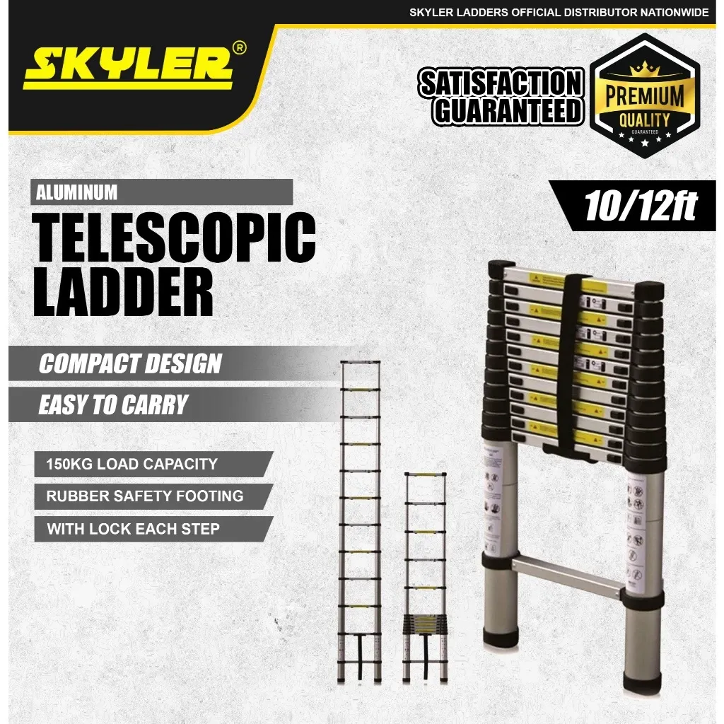 Skyler aluminum telescopic ladder extended against a wall